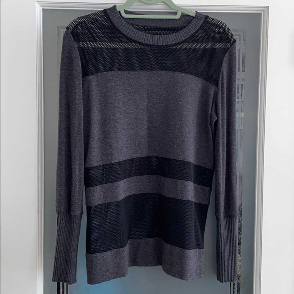 Alo S, Plank Long Sleeve Top Heather Grey/ black